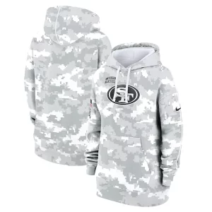 Superb San Francisco 49ers Nike Women's 2024 Salute To Service Club Fleece Pullover Hoodie - Arctic Camo
