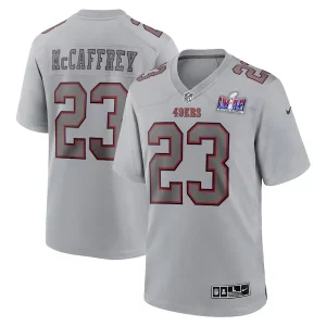 High - quality Christian McCaffrey San Francisco 49ers Nike Super Bowl LVIII Atmosphere Fashion Game Jersey - Gray