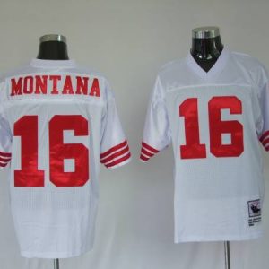 Finest Mitchell and Ness 49ers Joe Montana #16 Stitched White NFL Jersey