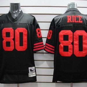 Outstanding Mitchell and Ness 49ers Jerry Rice #80 Stitched Black NFL Jersey