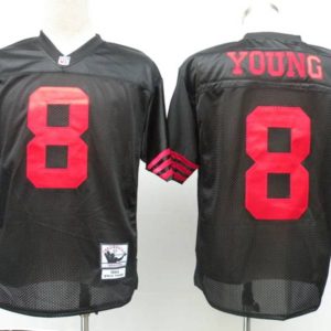 Finest Mitchell and Ness 49ers #8 Steve Young Black Stitched NFL Jersey