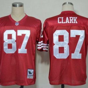 Superb Mitchell And Ness 49ers #87 Dwight Clark Red Stitched Throwback NFL Jersey
