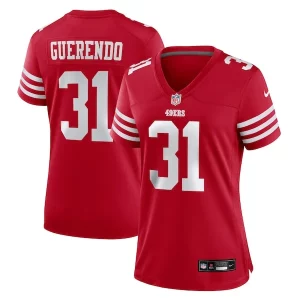 Finest Isaac Guerendo San Francisco 49ers Nike Women's Game Jersey - Scarlet