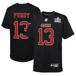 Exceptional Brock Purdy San Francisco 49ers Nike Youth Super Bowl LVIII Patch Carbon Fashion Game Jersey - Black