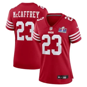 Outstanding Christian McCaffrey San Francisco 49ers Nike Women's Super Bowl LVIII Game Jersey - Scarlet