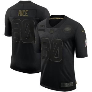 Superb Men's Nike Jerry Rice San Francisco 49ers 2020 Salute To Service Retired Limited Jersey - Black