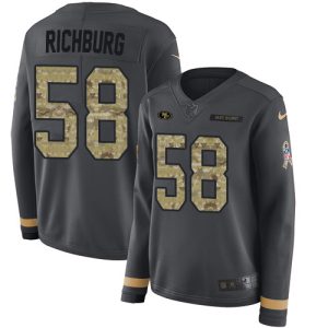 Amazing 49ers #58 Weston Richburg Anthracite Salute to Service Women's Stitched NFL Limited Therma Long Sleeve Jersey
