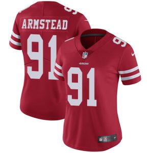 Superb 49ers #91 Arik Armstead Red Team Color Women's Stitched NFL Vapor Untouchable Limited Jersey
