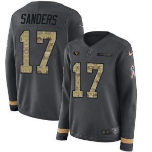 High - quality 49ers #17 Emmanuel Sanders Anthracite Salute to Service Women's Stitched NFL Limited Therma Long Sleeve Jersey