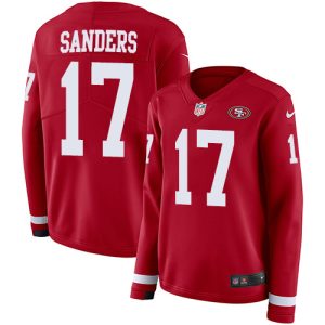 Exceptional 49ers #17 Emmanuel Sanders Red Team Color Women's Stitched NFL Limited Therma Long Sleeve Jersey
