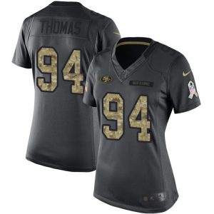 Impressive 49ers #94 Solomon Thomas Black Women's Stitched NFL Limited 2016 Salute to Service Jersey