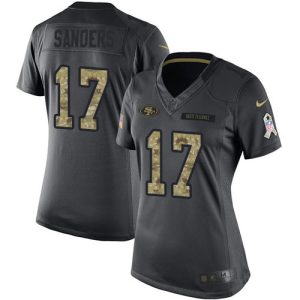 Impressive 49ers #17 Emmanuel Sanders Black Women's Stitched NFL Limited 2016 Salute to Service Jersey