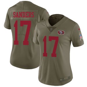Exceptional 49ers #17 Emmanuel Sanders Olive Women's Stitched NFL Limited 2017 Salute to Service Jersey