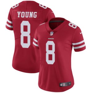Outstanding 49ers #8 Steve Young Red Team Color Women's Stitched NFL Vapor Untouchable Limited Jersey