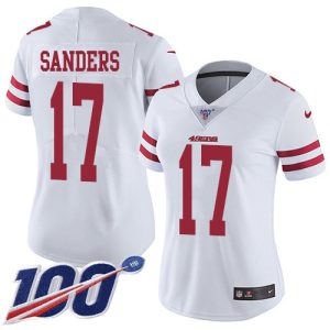 Exceptional 49ers #17 Emmanuel Sanders White Women's Stitched NFL 100th Season Vapor Limited Jersey