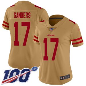 Exceptional 49ers #17 Emmanuel Sanders Gold Women's Stitched NFL Limited Inverted Legend 100th Season Jersey