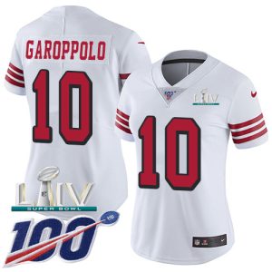 High - quality 49ers #10 Jimmy Garoppolo White Super Bowl LIV 2020 Rush Women's Stitched NFL Limited 100th Season Jersey