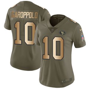 High - quality 49ers #10 Jimmy Garoppolo Olive/Gold Women's Stitched NFL Limited 2017 Salute to Service Jersey