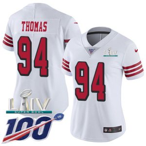 Exceptional 49ers #94 Solomon Thomas White Super Bowl LIV 2020 Rush Women's Stitched NFL Limited 100th Season Jersey