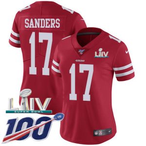 Finest 49ers #17 Emmanuel Sanders Red Super Bowl LIV 2020 Team Color Women's Stitched NFL 100th Season Vapor Limited Jersey
