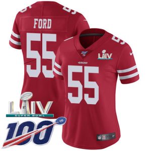 Impressive 49ers #55 Dee Ford Red Super Bowl LIV 2020 Team Color Women's Stitched NFL 100th Season Vapor Limited Jersey