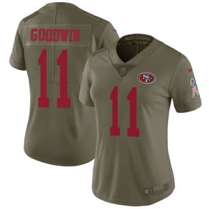 Fantastic 49ers #11 Marquise Goodwin Olive Women's Stitched NFL Limited 2017 Salute to Service Jersey