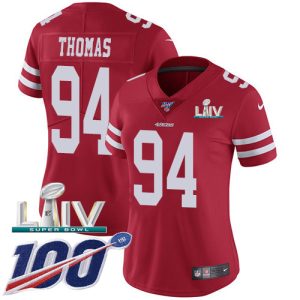 Superb 49ers #94 Solomon Thomas Red Super Bowl LIV 2020 Team Color Women's Stitched NFL 100th Season Vapor Limited Jersey