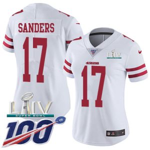 Premium 49ers #17 Emmanuel Sanders White Super Bowl LIV 2020 Women's Stitched NFL 100th Season Vapor Limited Jersey