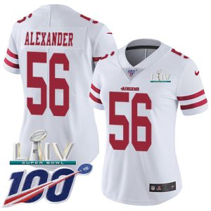 Delightful 49ers #56 Kwon Alexander White Super Bowl LIV 2020 Women's Stitched NFL 100th Season Vapor Limited Jersey