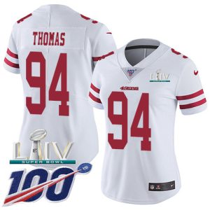 Superb 49ers #94 Solomon Thomas White Super Bowl LIV 2020 Women's Stitched NFL 100th Season Vapor Limited Jersey