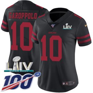 High - quality 49ers #10 Jimmy Garoppolo Black Super Bowl LIV 2020 Alternate Women's Stitched NFL 100th Season Vapor Limited Jersey
