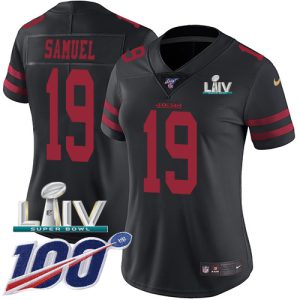 Exceptional 49ers #19 Deebo Samuel Black Super Bowl LIV 2020 Alternate Women's Stitched NFL 100th Season Vapor Limited Jersey