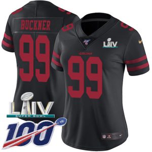 Outstanding 49ers #99 DeForest Buckner Black Super Bowl LIV 2020 Alternate Women's Stitched NFL 100th Season Vapor Limited Jersey