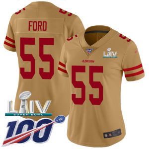 Amazing 49ers #55 Dee Ford Gold Super Bowl LIV 2020 Women's Stitched NFL Limited Inverted Legend 100th Season Jersey