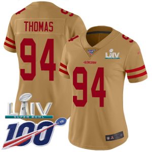 High - quality 49ers #94 Solomon Thomas Gold Super Bowl LIV 2020 Women's Stitched NFL Limited Inverted Legend 100th Season Jersey