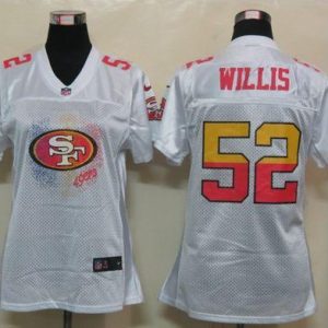 Finest 49ers #52 Patrick Willis White Women's Fem Fan NFL Game Jersey