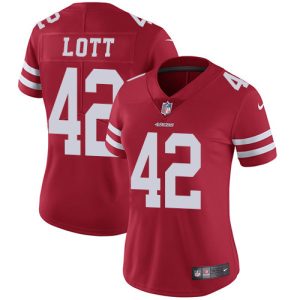 Delightful 49ers #42 Ronnie Lott Red Team Color Women's Stitched NFL Vapor Untouchable Limited Jersey