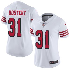 Exceptional 49ers #31 Raheem Mostert White Women's Stitched NFL Limited Rush Jersey