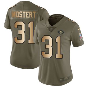Amazing 49ers #31 Raheem Mostert Olive/Gold Women's Stitched NFL Limited 2017 Salute To Service Jersey