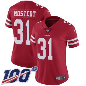 High - quality 49ers #31 Raheem Mostert Red Team Color Women's Stitched NFL 100th Season Vapor Untouchable Limited Jersey