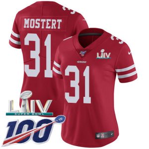 Outstanding 49ers #31 Raheem Mostert Red Super Bowl LIV 2020 Team Color Women's Stitched NFL 100th Season Vapor Untouchable Limited Jersey