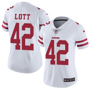 Finest 49ers #42 Ronnie Lott White Women's Stitched NFL Vapor Untouchable Limited Jersey