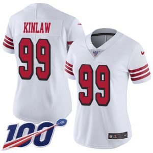 Impressive 49ers #99 Javon Kinlaw White Women's Stitched NFL Limited Rush 100th Season Jersey