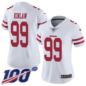 Finest 49ers #99 Javon Kinlaw White Women's Stitched NFL 100th Season Vapor Untouchable Limited Jersey
