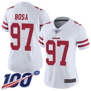 Exceptional 49ers #97 Nick Bosa White Women's Stitched NFL 100th Season Vapor Limited Jersey