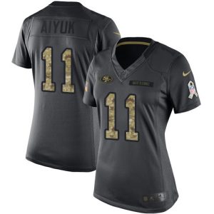 Delightful 49ers #11 Brandon Aiyuk Black Women's Stitched NFL Limited 2016 Salute to Service Jersey