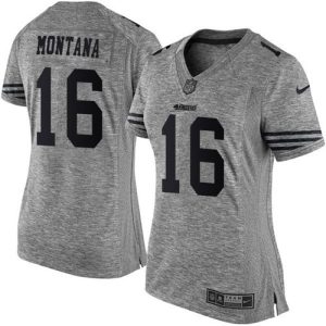 Delightful 49ers #16 Joe Montana Gray Women's Stitched NFL Limited Gridiron Gray Jersey