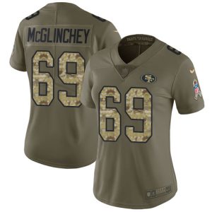 Amazing 49ers #69 Mike McGlinchey Olive/Camo Women's Stitched NFL Limited 2017 Salute to Service Jersey