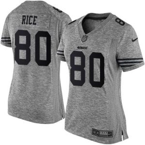 Premium 49ers #80 Jerry Rice Gray Women's Stitched NFL Limited Gridiron Gray Jersey