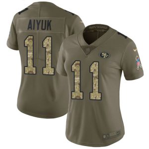 Impressive 49ers #11 Brandon Aiyuk Olive/Camo Women's Stitched NFL Limited 2017 Salute To Service Jersey